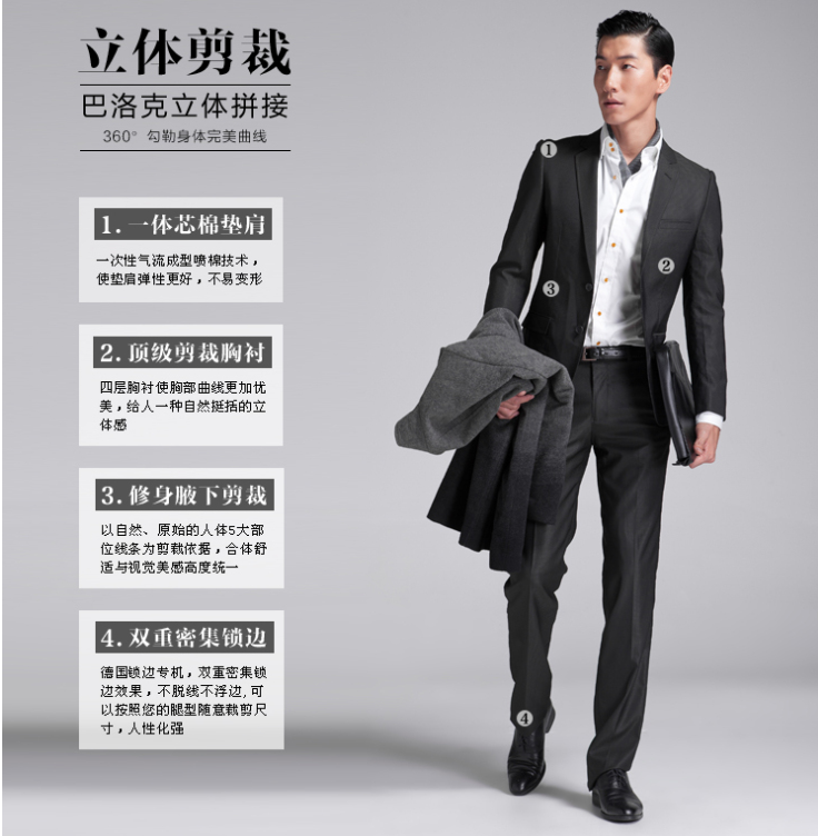 太平鸟羊毛面料 西服套装  便宜卖_2