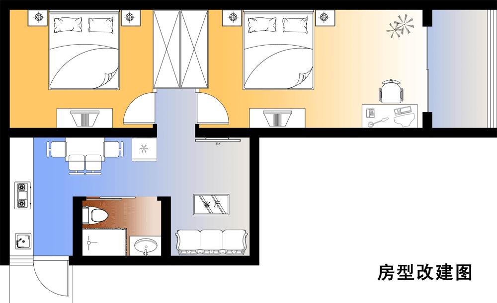 个人渊明路孺子路2室1厅 家电全带免费无线网