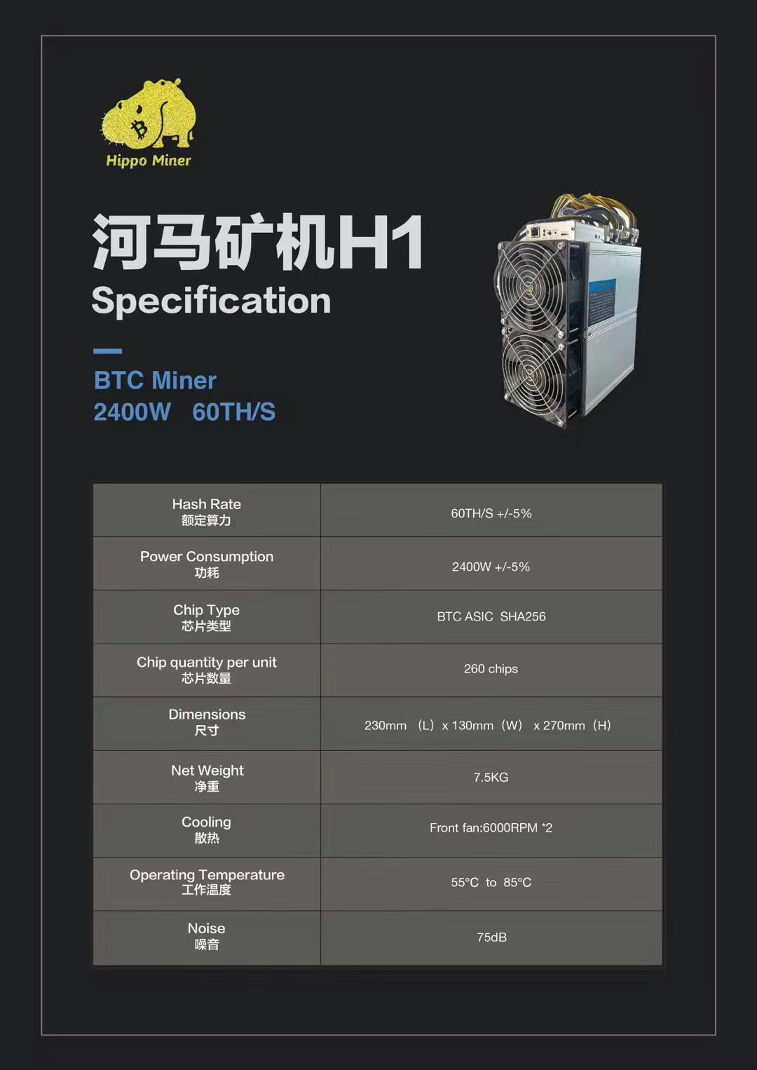 全新河马H1算力60T性价比高于神马系列